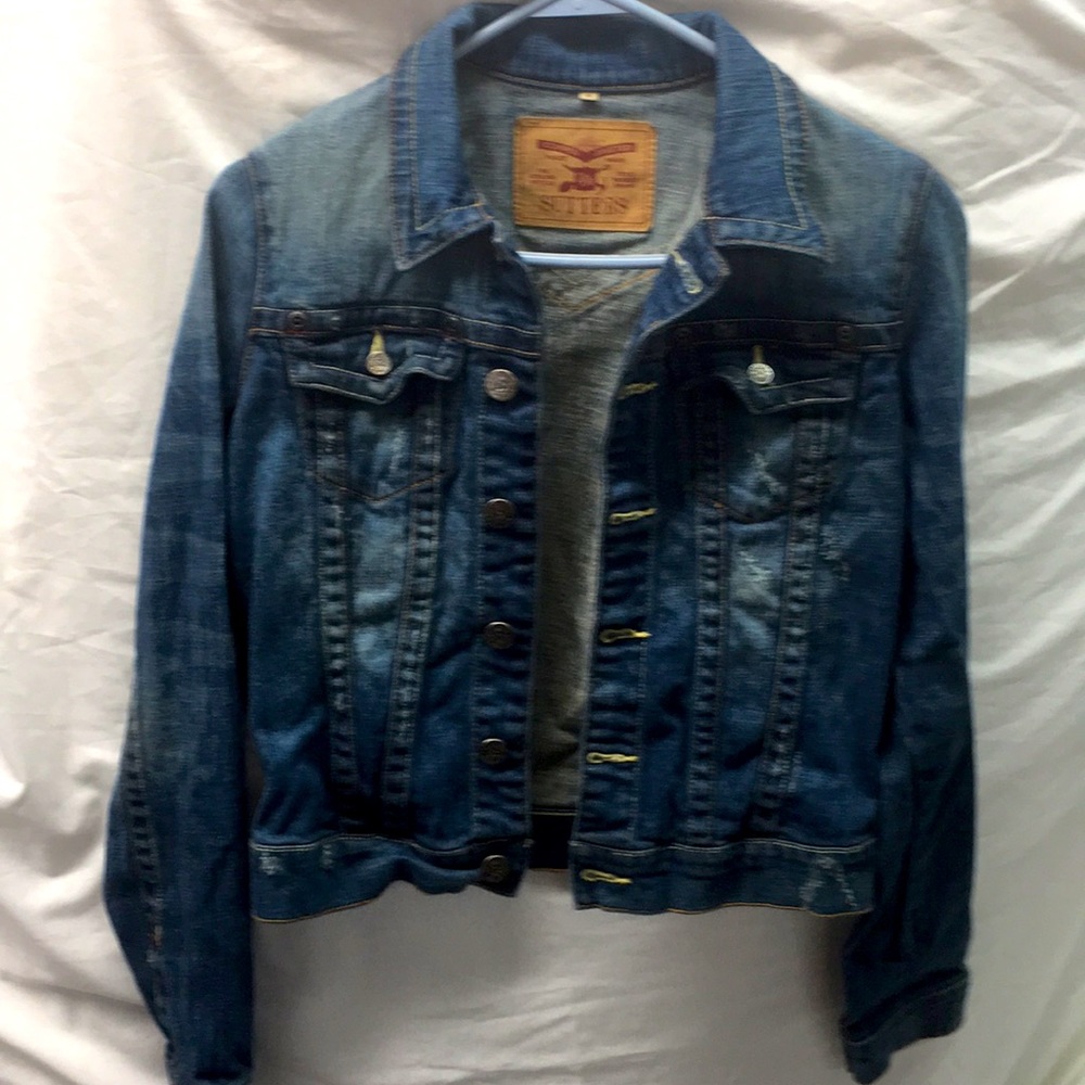 Sutters faded/distressed denim jacket ladies sz S